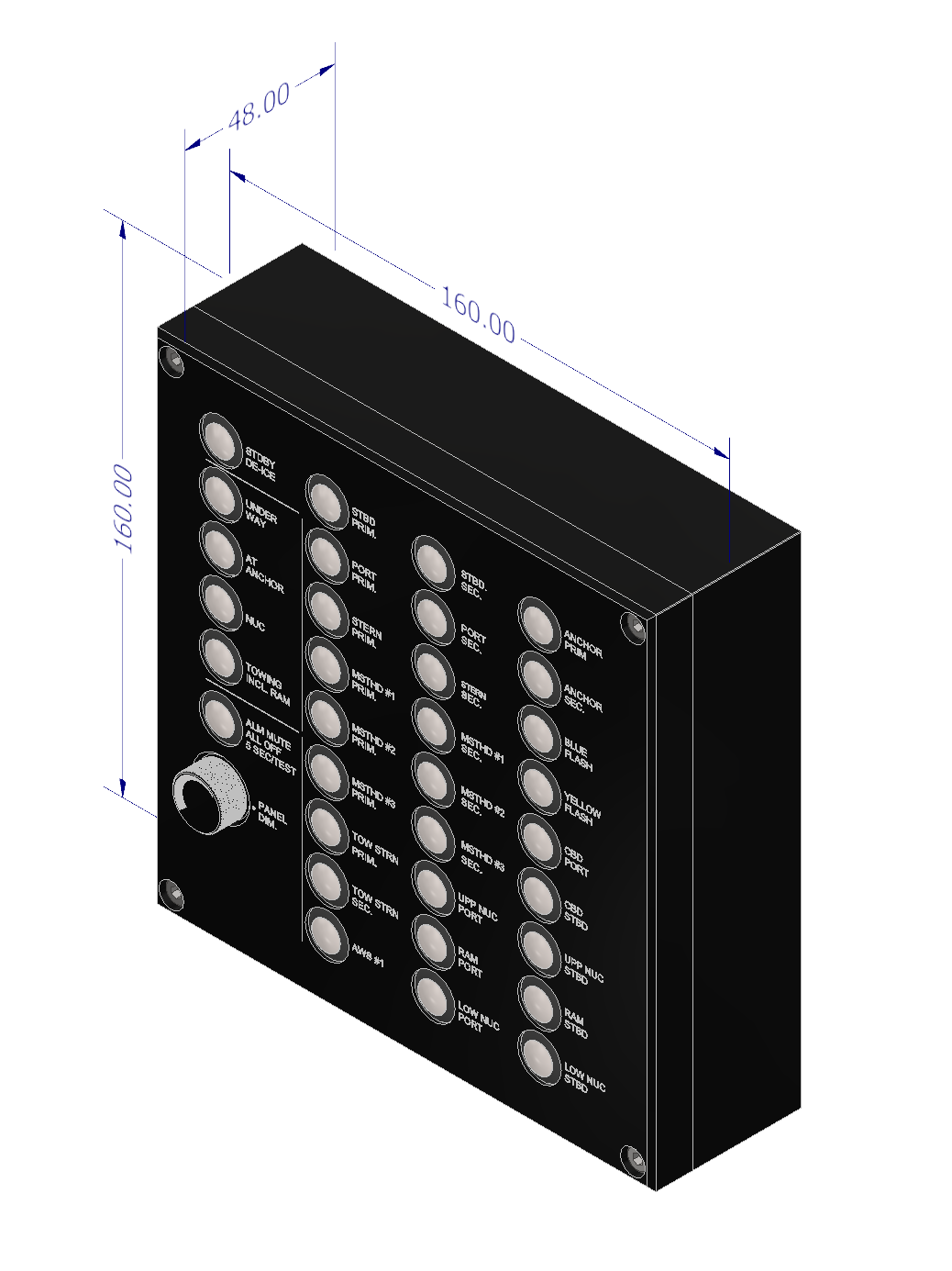 Control panel for NLC, 28 ch, Bulkhead mnt, IP67 